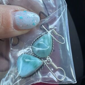 Silver and Blue Teardrop Earrings